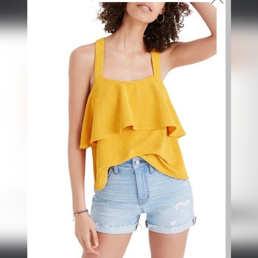 Madewell Textured and Thread Top in Yellow